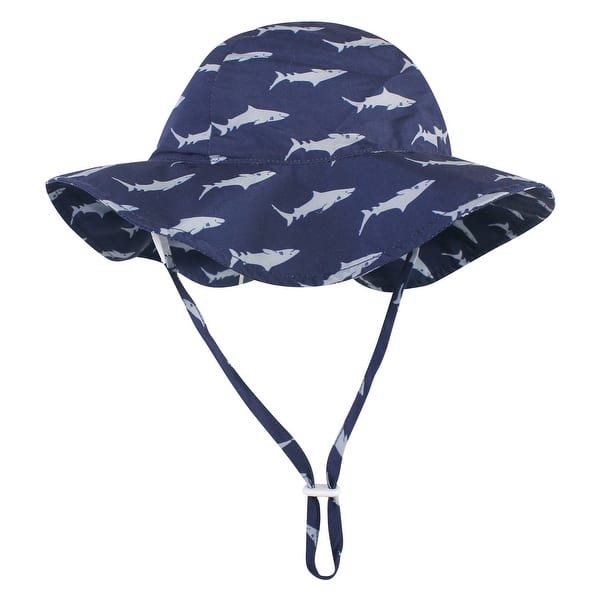 slide 1 of 1, Hudson Baby Infant and Toddler Boy Sun Protection Hat, Blue Shark 0-6 Months - Blue Shark