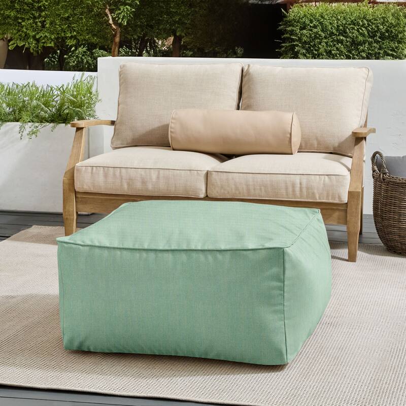 Sorra Home Sunbrella Outdoor Corded Solid Bean Pouf - Canvas Spa