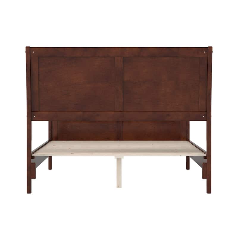 Full Size Sleigh Bed - Low Profile Wood Platform Bed with Footboard - Modern Bedroom Furniture