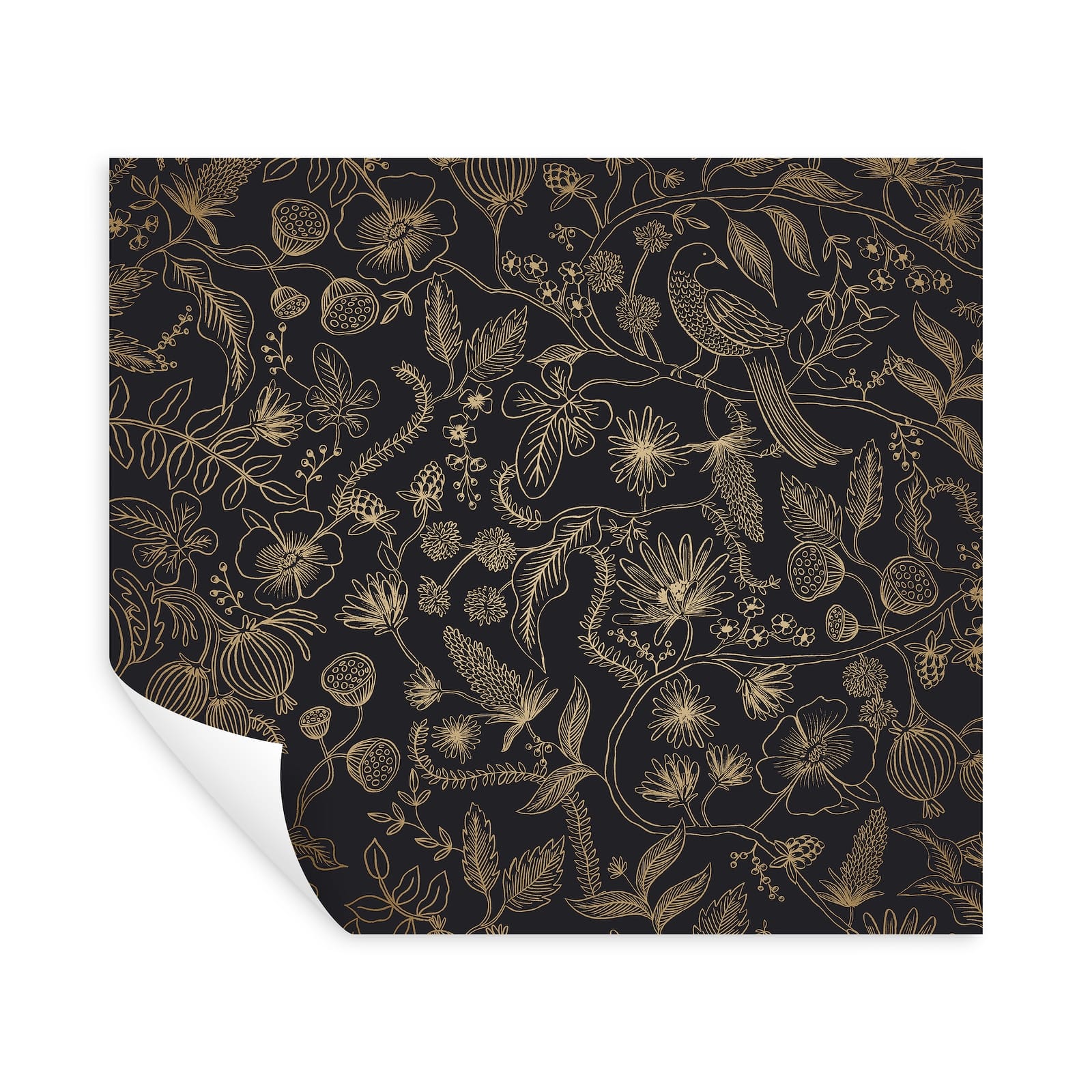 Rifle Paper Co.Aviary Black and Gold Peel and Stick Wallpaper On Sale Bed Bath & Beyond