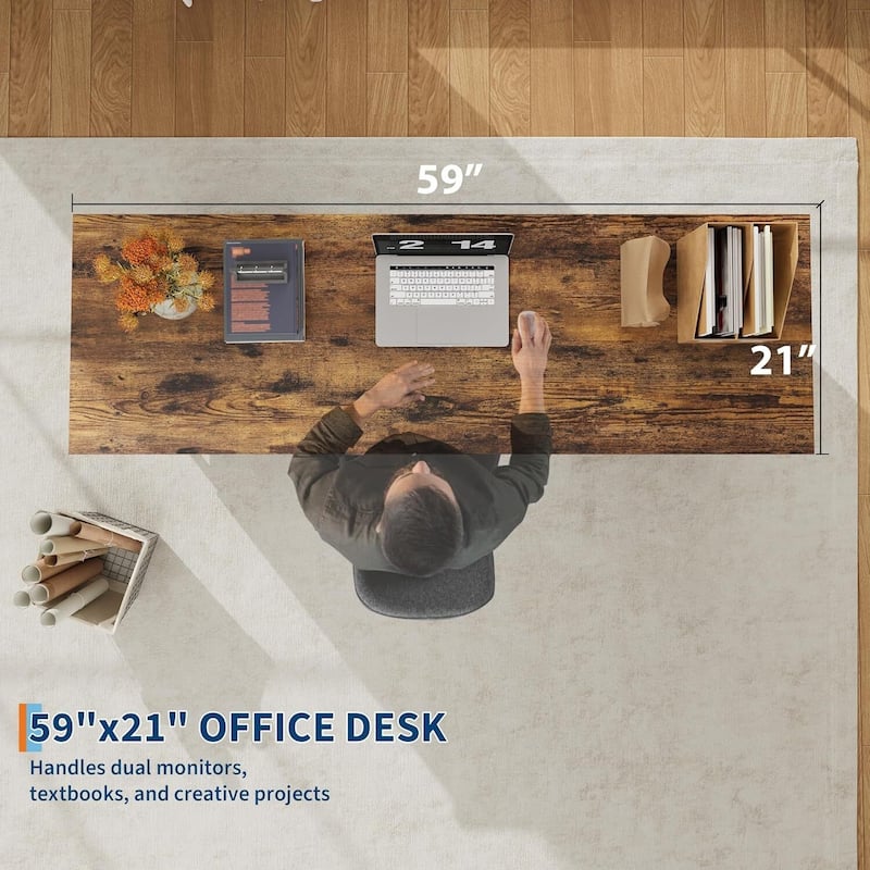 Executive Home Office Computer Desk with File Drawers and Storage Cabinet