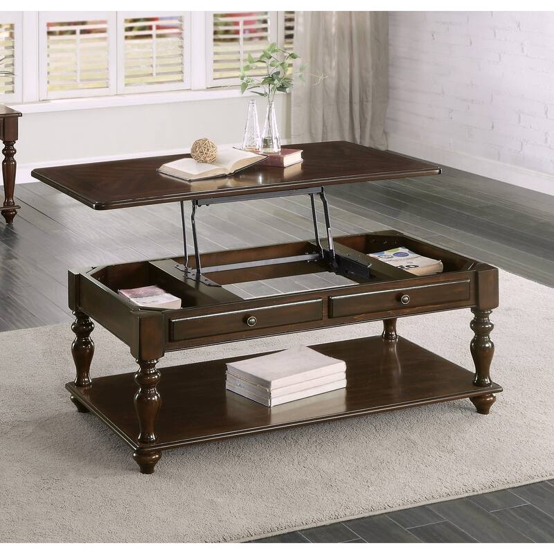 Modern Traditional Style Cocktail Table Lift Top Storage Shelf 1pc