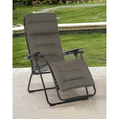 26" Gray Steel Outdoor Zero Gravity Chair with Gray Cushion
