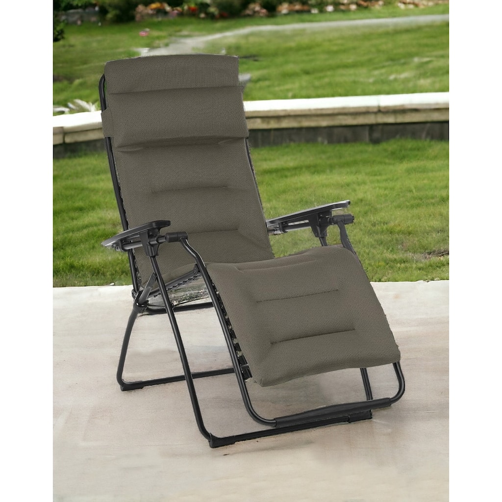 26" Gray Steel Outdoor Zero Gravity Chair with Gray Cushion