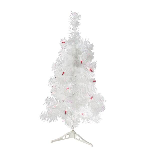 Shop 2 Pre Lit White Pine Slim Artificial Christmas Tree Pink Lights 2 Foot Overstock 18539581