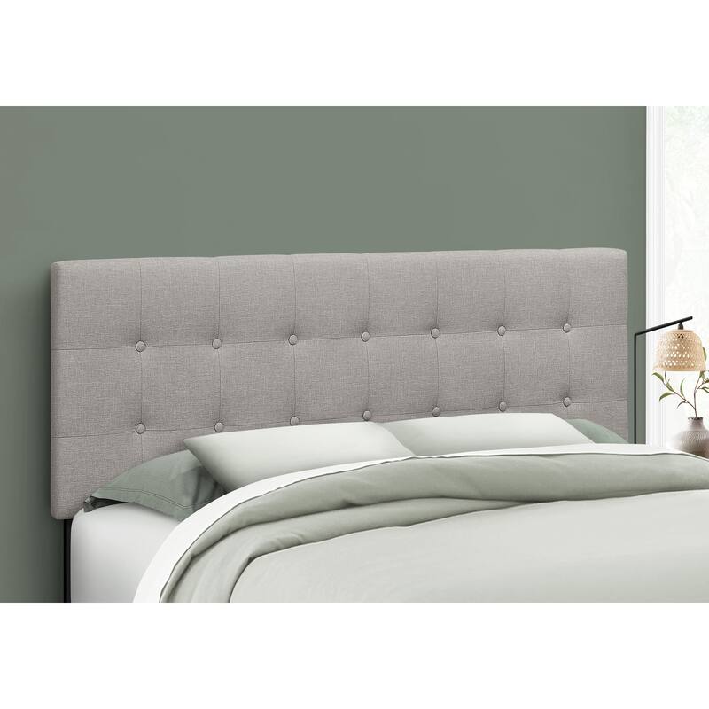Bed, Headboard Only, Queen Size, Bedroom, Upholstered, Grey Linen Look, Transitional - Grey