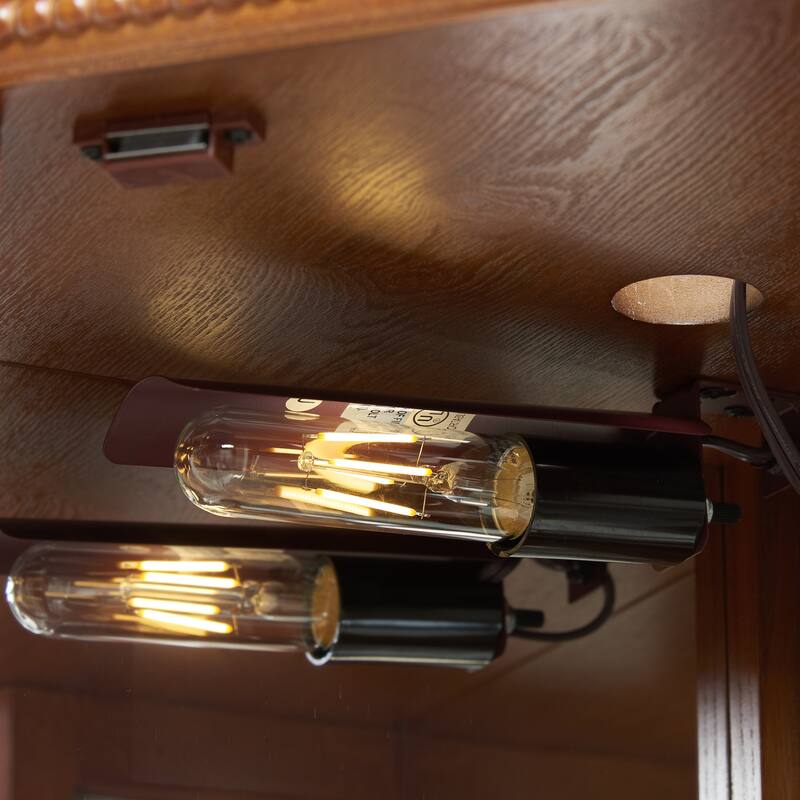 GDFStudio - Traditional Storage Corner Curio Cabinet with Lighted Glass Shelves