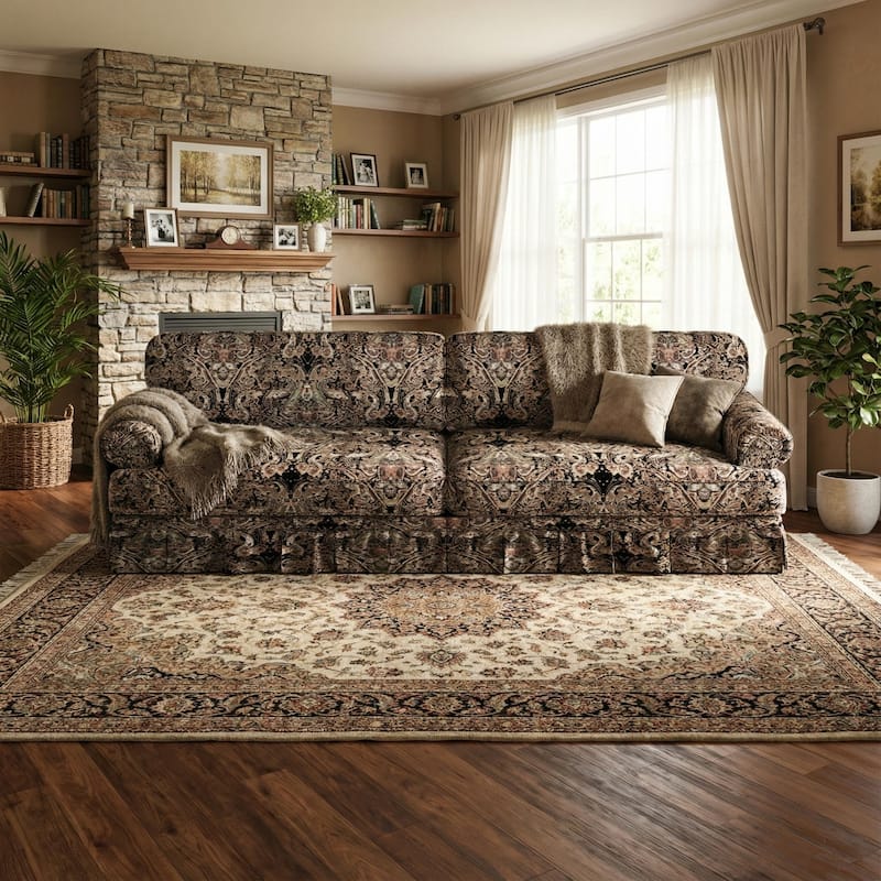 Homy Casa 3/4-Seater Chenille Cloud Sofa with Rolled Arms & Pleated Skirt, Extra Deep Seat, Multiple Colors - 4 - BLK