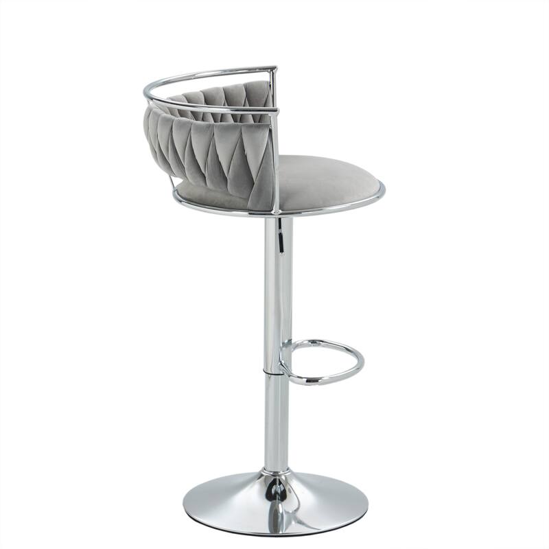 Modern Velvet Adjustable Swivel Bar Stools Set of 2