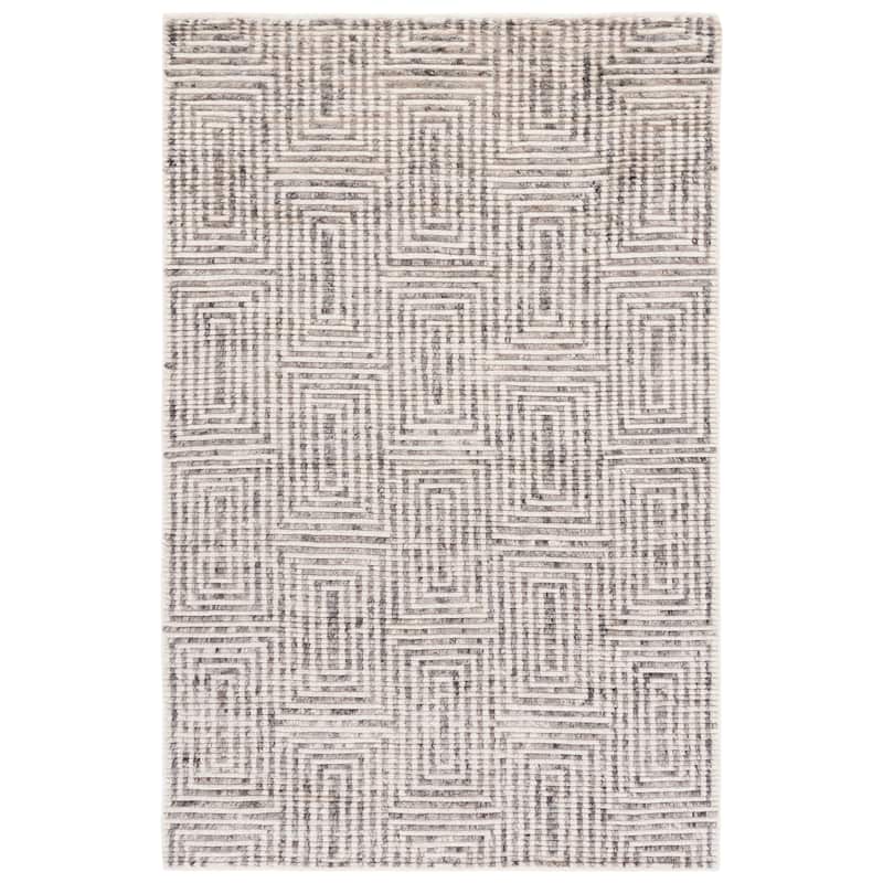 SAFAVIEH Hand-Knotted Tibetan Sousan Modern Wool Rug - 5' - 5' x 8' - Ivory/Grey