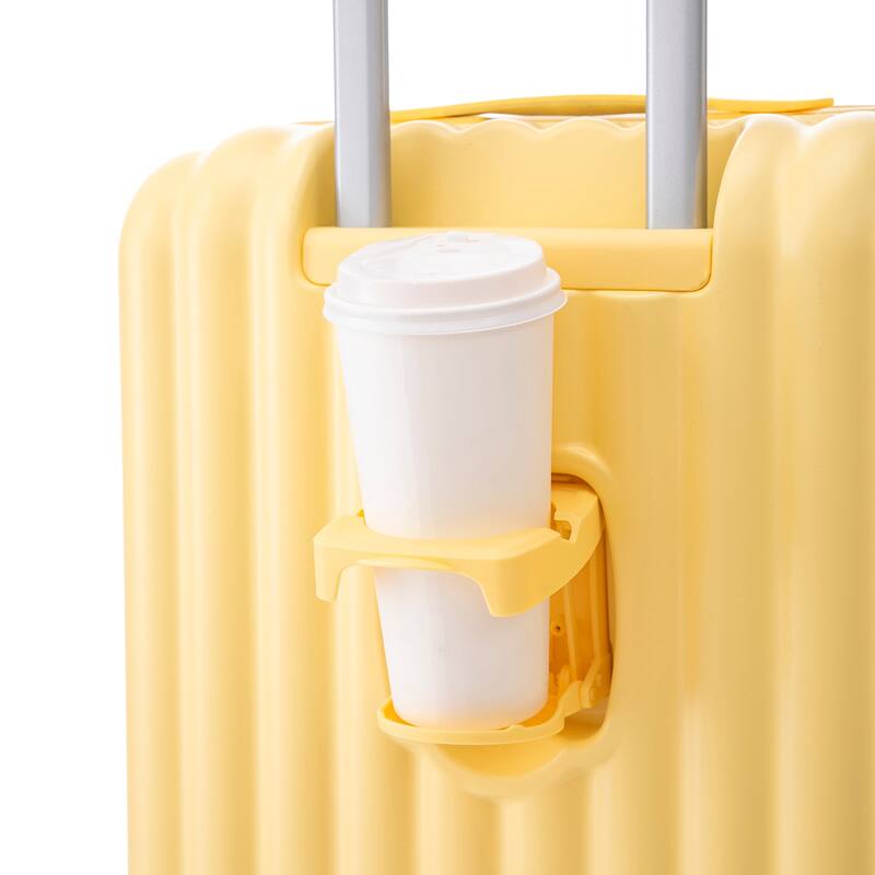 Three pcs/set in ABS Spinner Wheel Luggage with Cup Holder & USB Port & Phone Holder