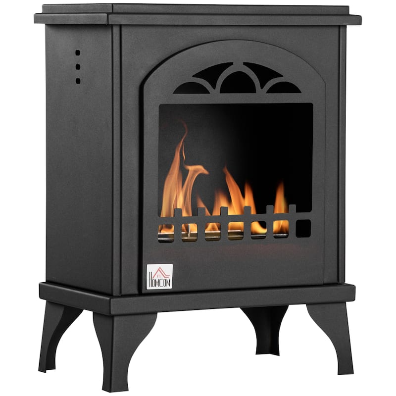 HOMCOM Portable Fireplace Living Room Heater 0.4 Gal Max 470 Sq. Ft. Black
