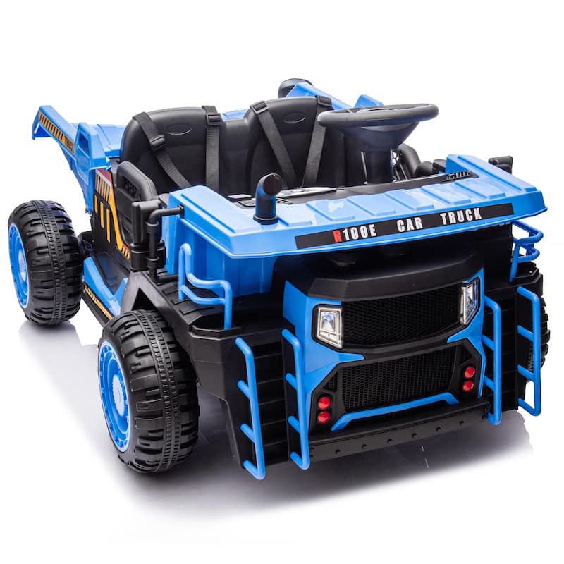24V Two-seater Kids Ride On Electric Car W/parents control,Seat width 19.69in,E-rear dump,For Kids Aged 3+