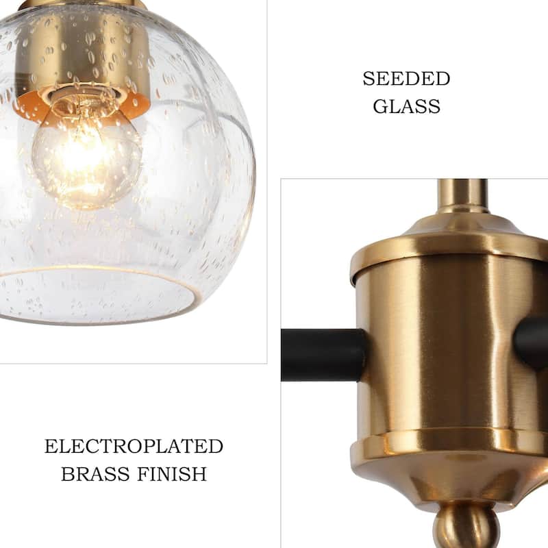 Modern 5-Light Black Gold Chandelier Seeded Glass Pendant Lights for Dining Room