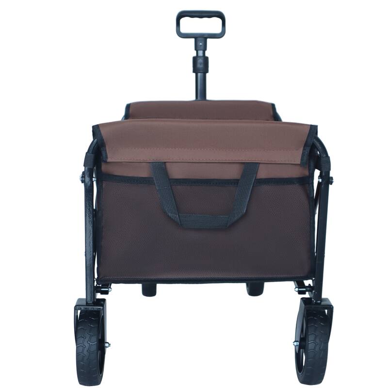 Expandable Dual-Layer Utility Wagon with 100% Extra Space - Grocery Cart for Camping, Shopping, Sports, Gardening, Fishing
