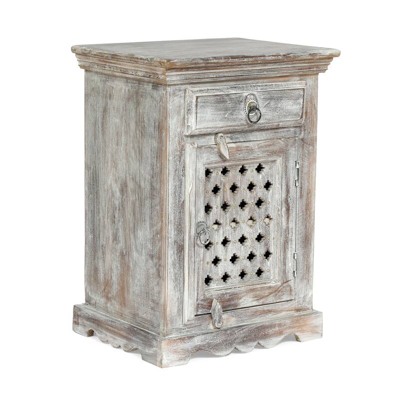 Wooden Nightstand With 1 Drawer and 1 Door