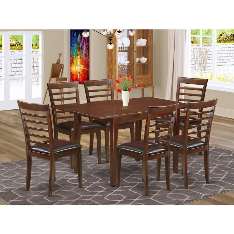 Dinette Set Table & Chairs - Rococo Romance Dining Room Set, Antique White, 42" x 54" Rectangular Table