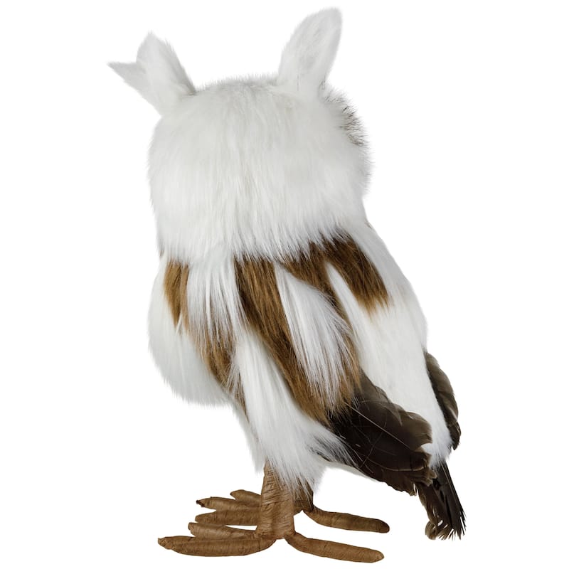 Standing Plush Winter Owl Christmas Figurine - 11.5"