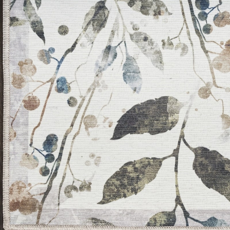 Nude Power Loomed Floral Traditional Non Skid Low Pile Area Rug By HomeRoots - 96' X '26' X '0.25