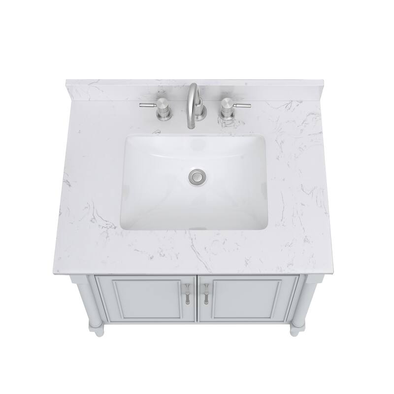 Avanity Bristol 31 in. Bath Vanity in Light Gray finish and Cala White Engineered Top