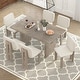 preview thumbnail 22 of 35, Roomfitters 7 Pcs Retro Dining Set with Rectangular Table and Designed Trestle Base, Includes 6 Upholstered Chairs
