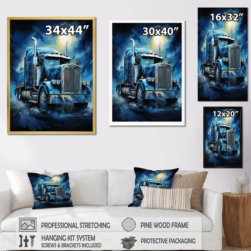 Designart "Red Semi Truck Custom Classic I" Truck Framed Wall Art Prints