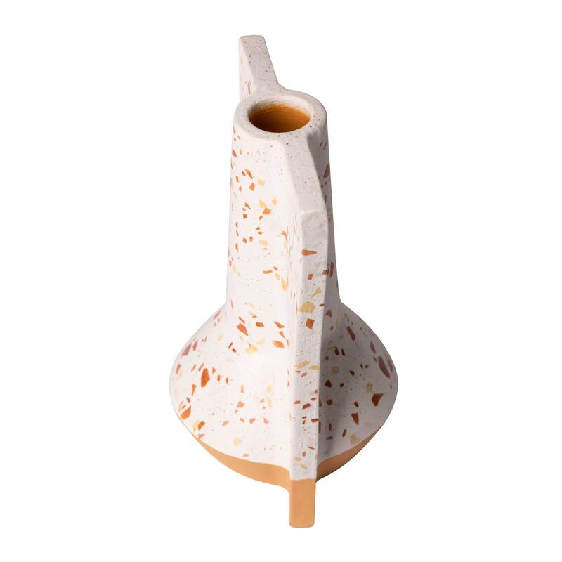 Urbino Handmade Ceramic Vase - White Terrazzo/Terracotta