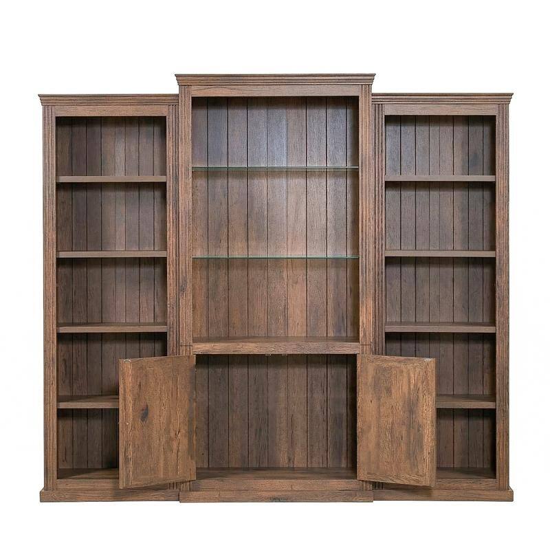 Farmhouse 3-Piece 78.75"Tall Bookcase Cabinet with and 4-Tier Display Shelf Adjustable LED Lighting