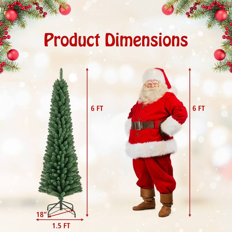 Gymax 5/6 FT Pencil Christmas Tree Artificial Xmas Tree w/ 295/392 - See Details