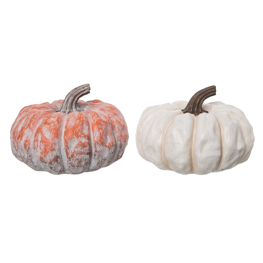 Transpac Resin Short Pastel Pumpkin Decor Set of 2 Fall/Harvest Home Decorations