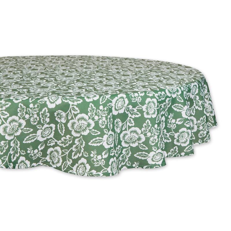 DII Garden Floral Print Outdoor Tablecloths - Artichoke Green 60" Round