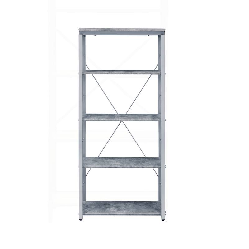 Versatile Metal and Wood Bookshelf with Multiple Compartments