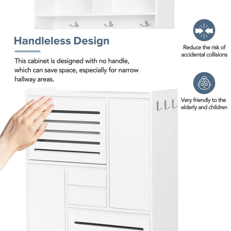 Shoe Storage Cabinet with Wall Cabinet, Breathable Flip Drawer Shoe Rack, Space-Saving Shoe Organizer Cabinet for Entryway
