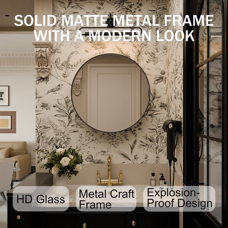 23.6 Inch Surface Mount Round Metal Framed Medicine Cabinet