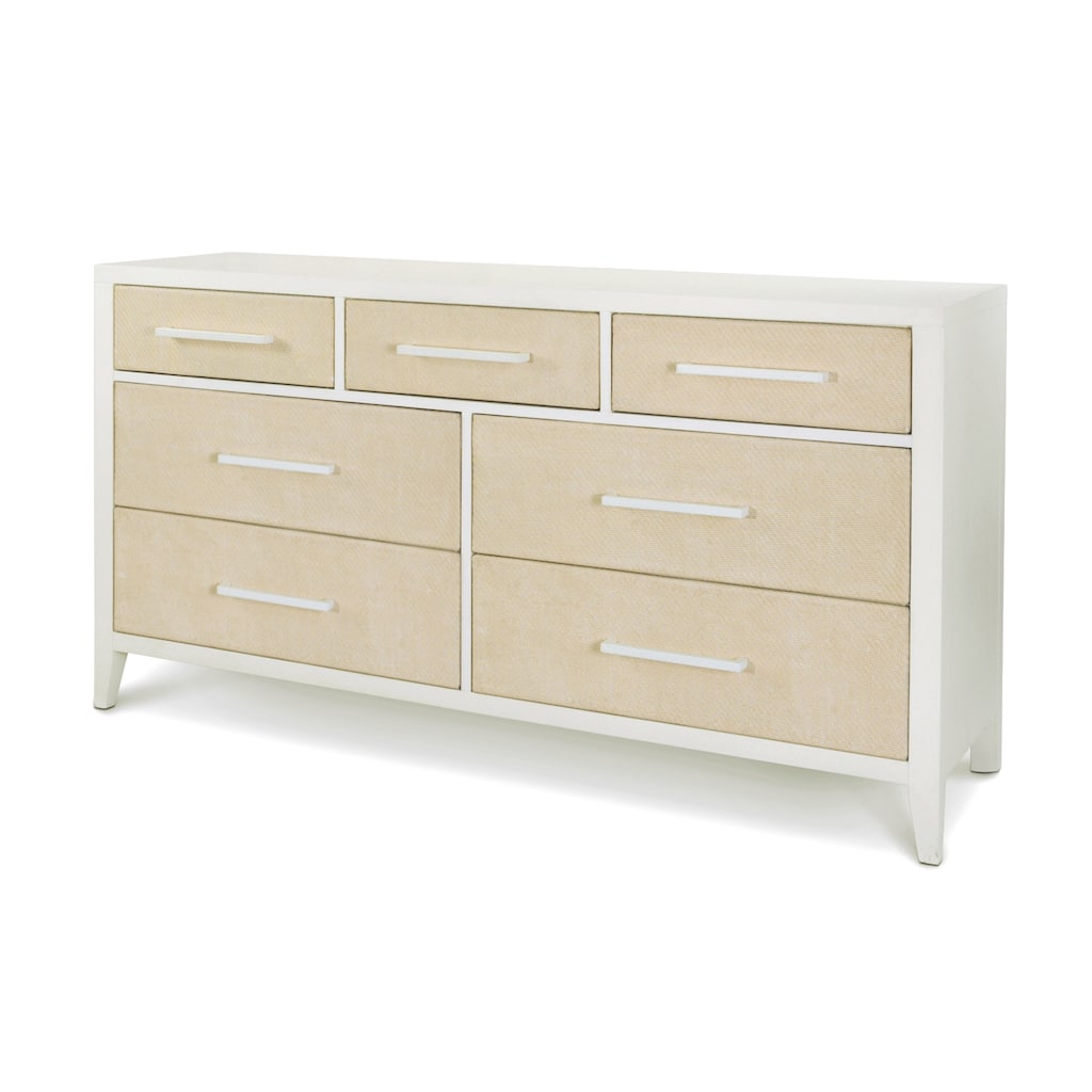 Miramar 7 Drawer Woven Dresser Sand and Stark White Finish