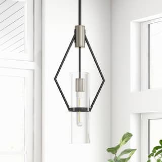 Everly Single Light Metal and Glass Pendant - 10" x 4" x 22"