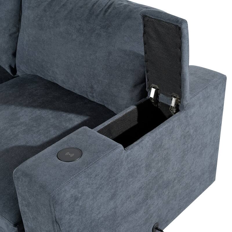 Modular Sofa with Wireless Charging and Built-in Bluetooth Speaker in Arm