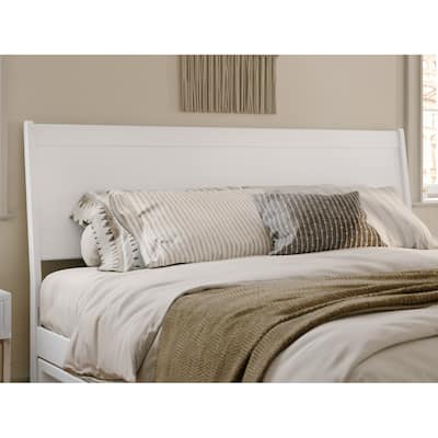 King Solid Wood Panel Headboard in White with Clean Low Profile Design and Contemporary Style