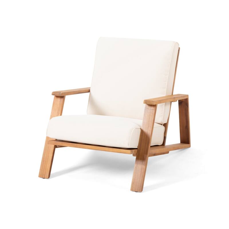 Outdoor Acacia Wood Adirondack Design Club Armchair with Thick Cushion