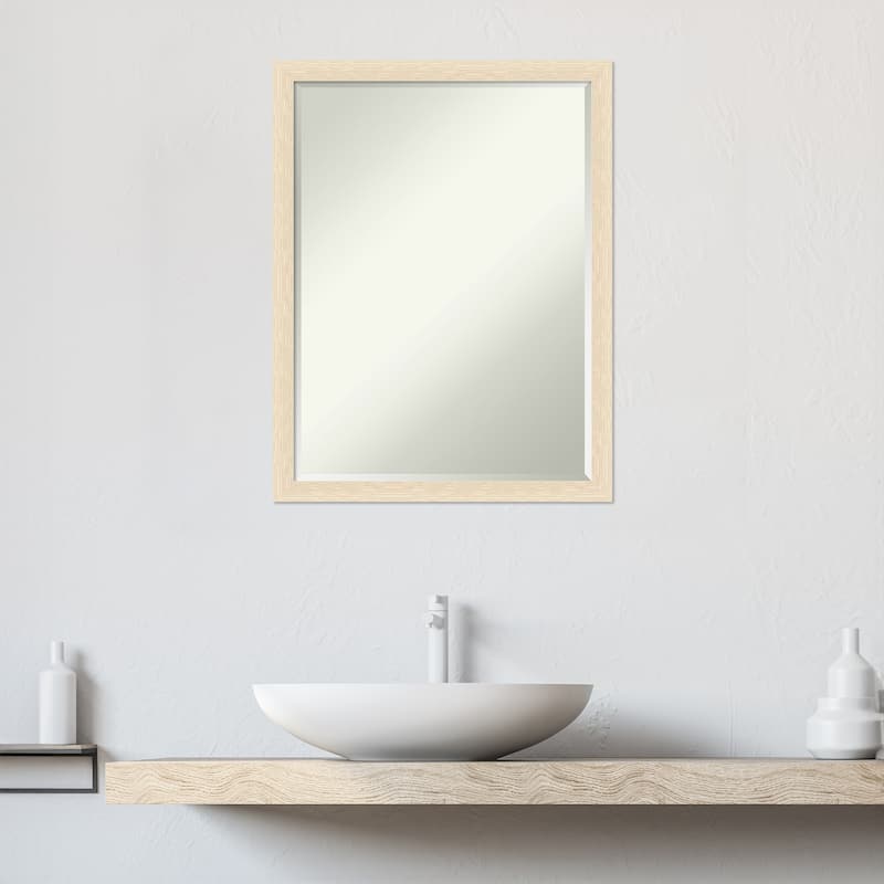 Woodgrain Stripe Half-Inch-Bevel Wood Framed Bathroom Vanity Wall Mirror - Glass Size 18x24
