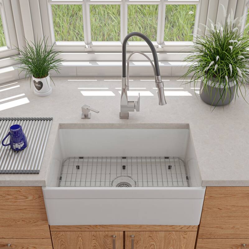 Brushed Nickel Square Kitchen Faucet with Black Rubber Stem