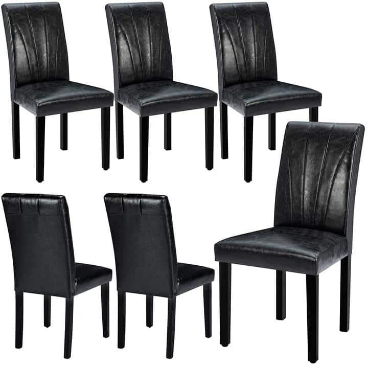 VECELO 3-Color Upholstered Dining Chairs Set with 19.5" Wide Seat 19.3" High Back Dining Chair Modern 37" Parson Chairs - Black/Tobacco