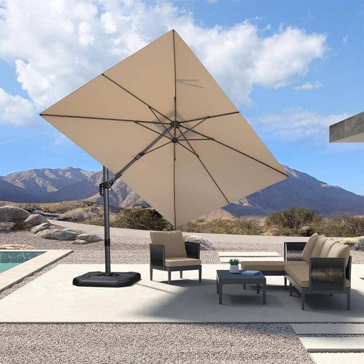 PURPLE LEAF 8 x 11 ft Left-right Tilting Patio Cantilever Umbrella with 360-degree Rotation