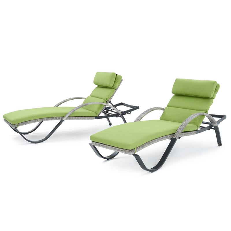 Cannes 2 Piece Sunbrella Outdoor Patio Chaise Lounges with Cushions