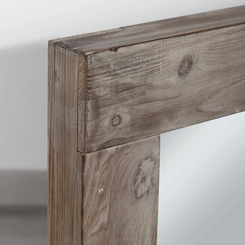 Farmhouse Rectangular Solid Wood Framed Full Length Leaning Mirror