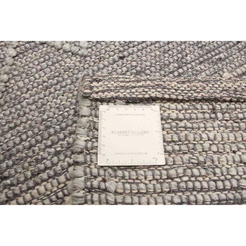 ECARPETGALLERY Braid weave Sienna Grey Wool Rug - 6'1 x 8'10