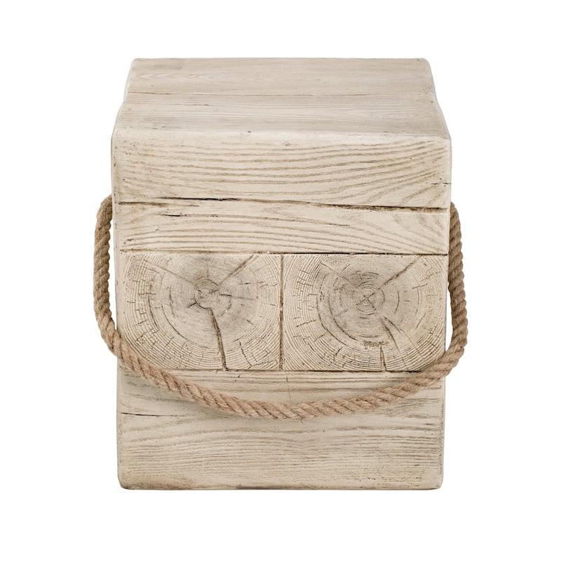 Christopher Knight Home - 14.76'' Rustic Wood Look Square MGO Side Table with Decorative Braided Cord - Wood Finish