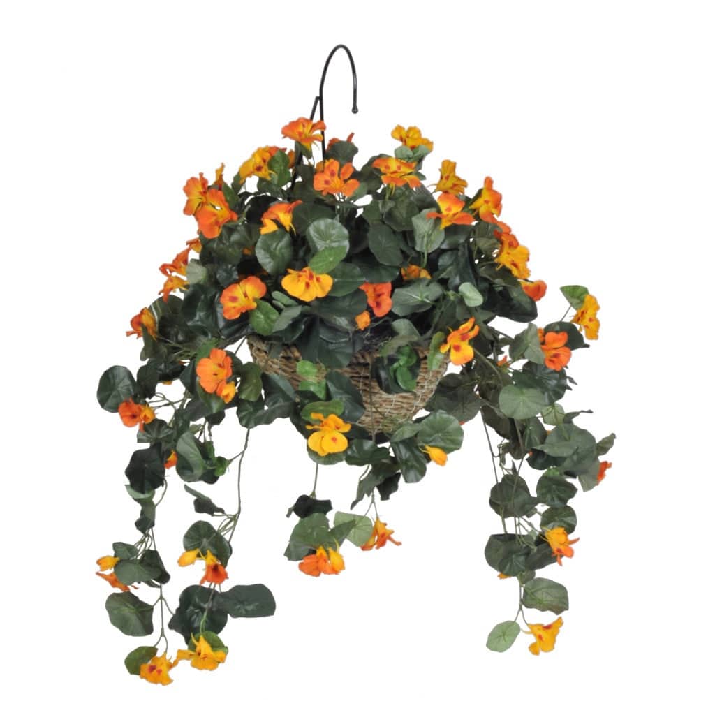 Faux Orange Nasturtium Hanging Basket