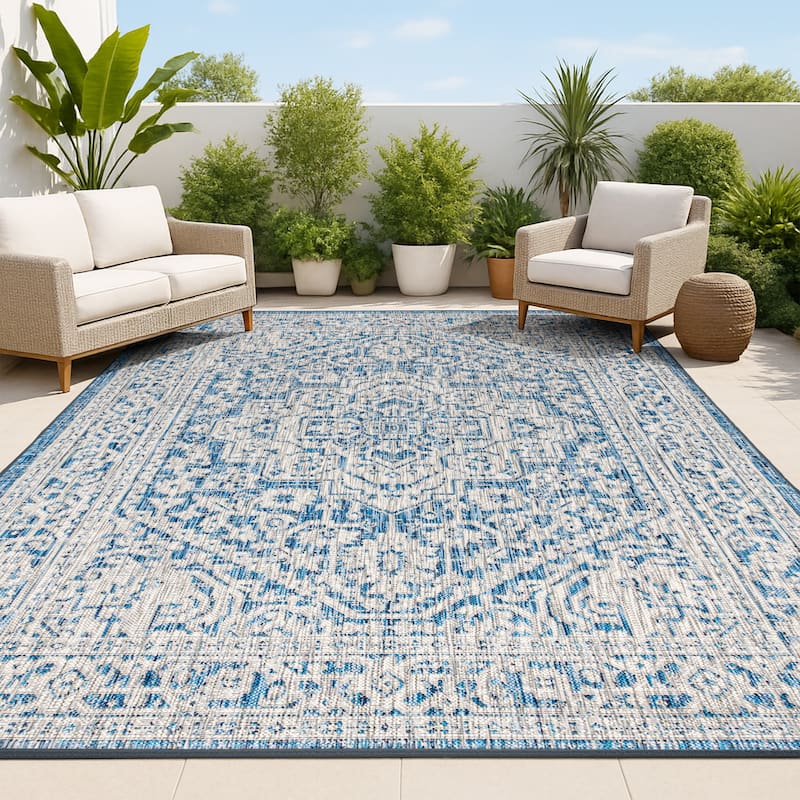 JONATHAN Y Rozetta Medallion Textured Weave Indoor/Outdoor Area Rug