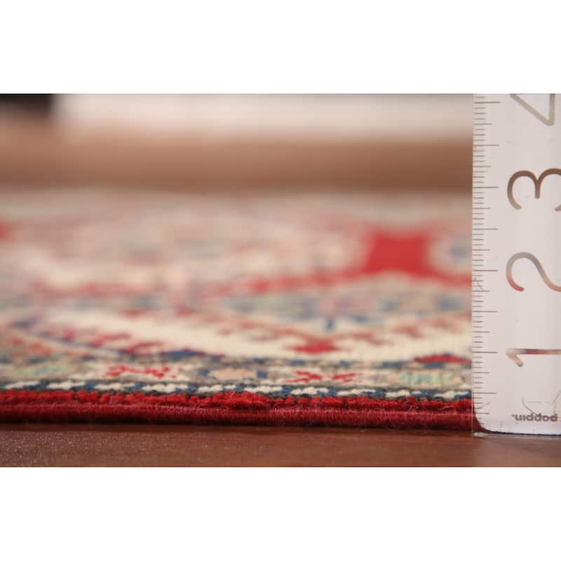 Geometric Red Kazak Runner Rug Handmade Oriental Wool Carpet - 2'9" x 10'8"